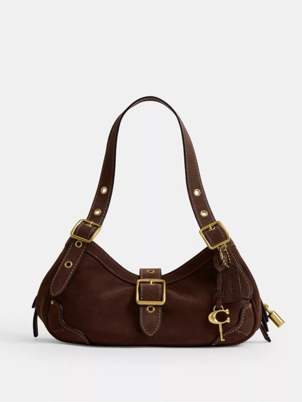 Coach Dark Chocolate Suede Drifter 31
